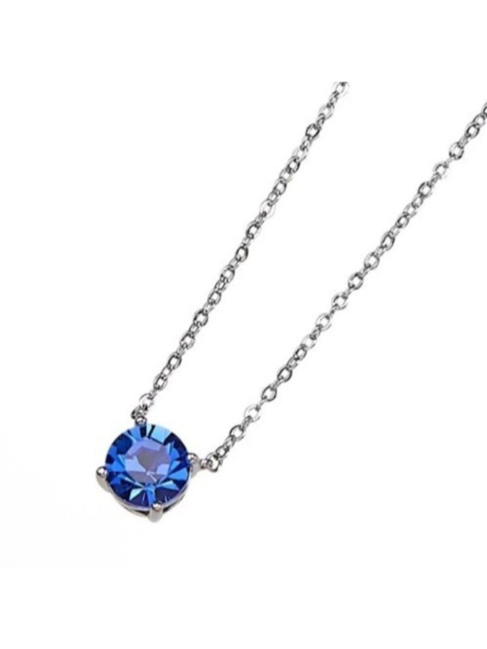Park Lane Sapphire Blue 3 Carat Pendant Necklace Silver Tone Chain New Gift Box